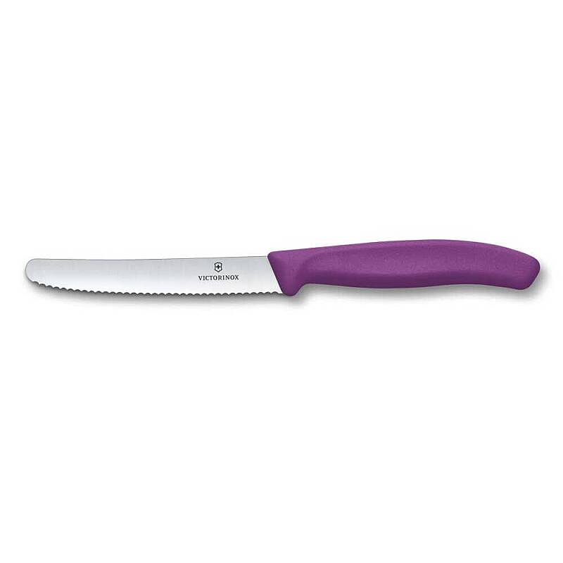 Victorinox Paslanmaz Çelik Tırtıklı Soyma Bıçak 11 cm Mor 6.7835.C1 - 1